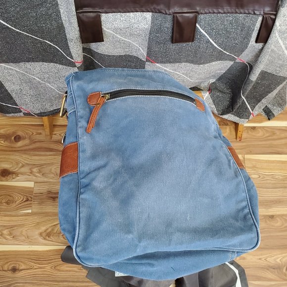 Mona B. - Cameron Admiral Up-Cycled Canvas Crossbody (blue) - Picture 4 of 9